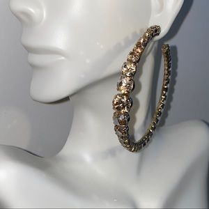 HELENE ZUBELDIA Paris Gold Crystal Hoops Earrings